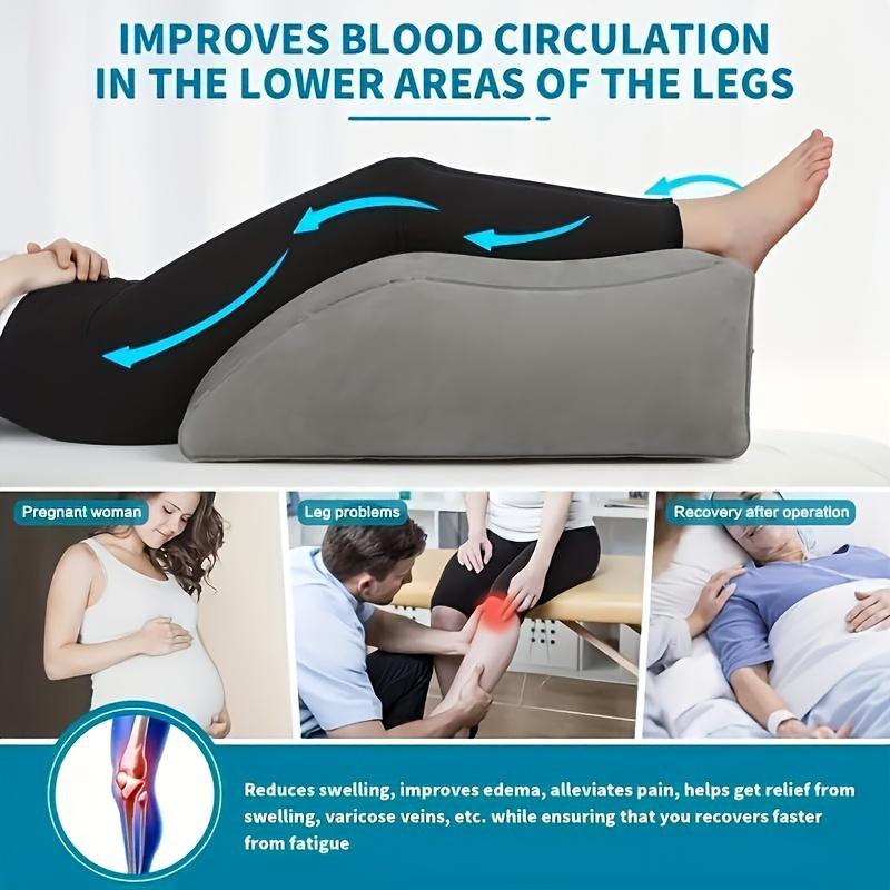 Ergonomic Leg Elevation Wedge Pillow: Support And Decompression for Post-Surgery, Knee & Hip Relief, And Improved Circulation