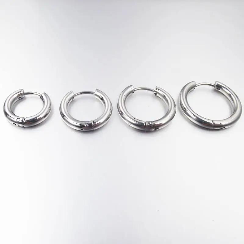 2 Pieces 4mm Thickness Stainless Steel Earring Cute Big Crude Circle Earring Hoop Earrings Huggie Jewelry Men Women Gift