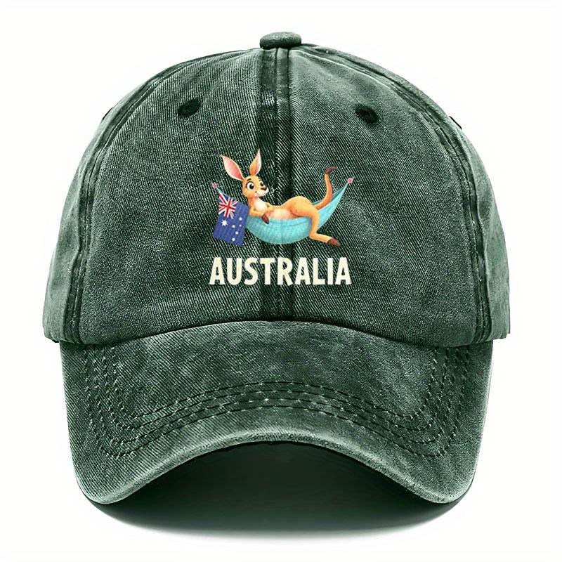 pc pcs Retro AustraliaThemed Baseball Cap with Australia Text  Kangaroo Emblem  Adjustable Unisex Hat Suitable for Outdoor 1pc