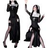 JUNDOMECY Sister cosplay sexy nun saint habit Halloween costume adult ladies cute long sleeve slit plus size outfit cross one-piece veil stockings