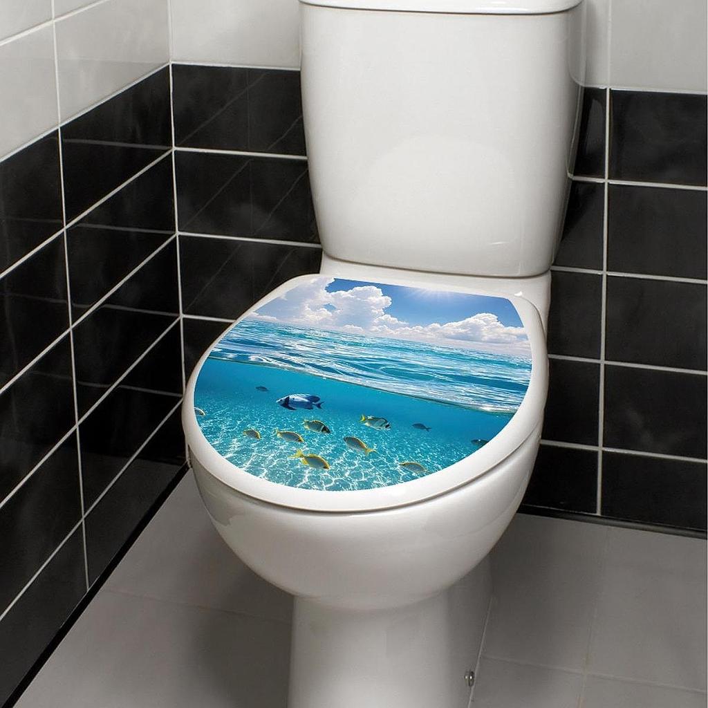 Toilet Seat Decal Sticker Bathroom Stickers Ocean Wall Decals DIY Adhesives for Home Decoration PVC