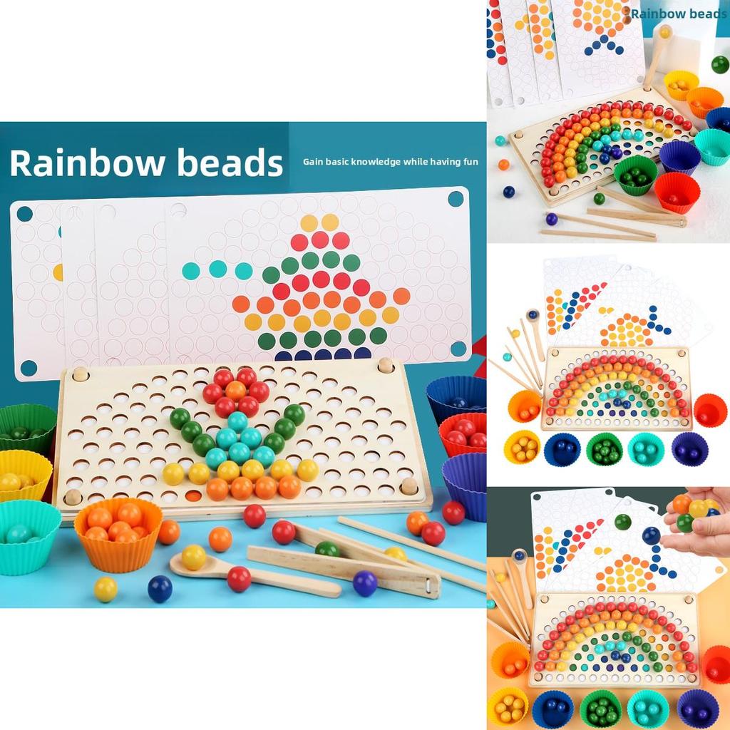 Wooden Rainbow Clamp Bead Fitting Toy For Kids Educational Logic Development And Parentchild Games