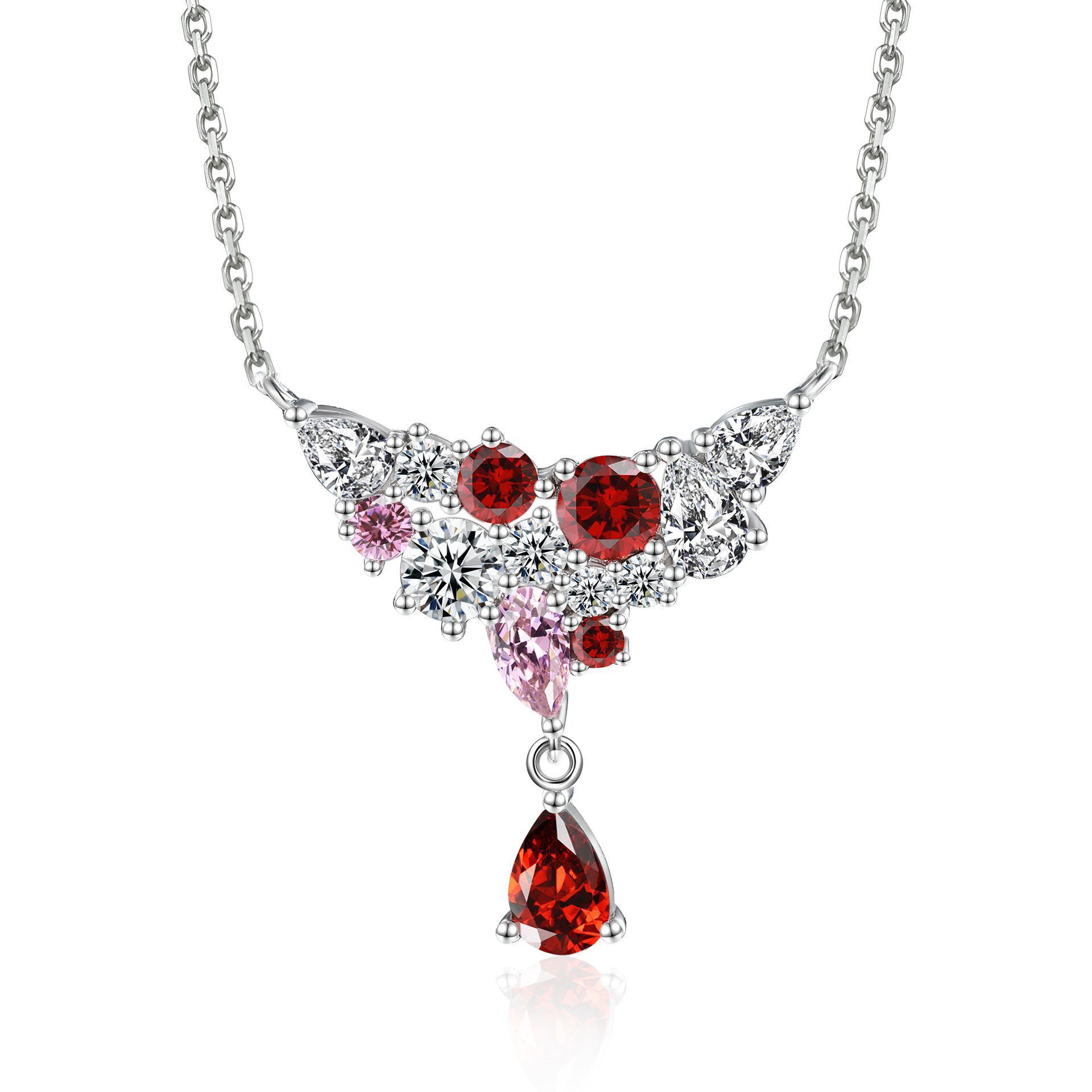 

Fashion Colored Gemstone Pendant Clavicle Chain Design Sense S925 Sterling Silver Color Zircon Necklace Women s Light Luxury Sense of Luxury