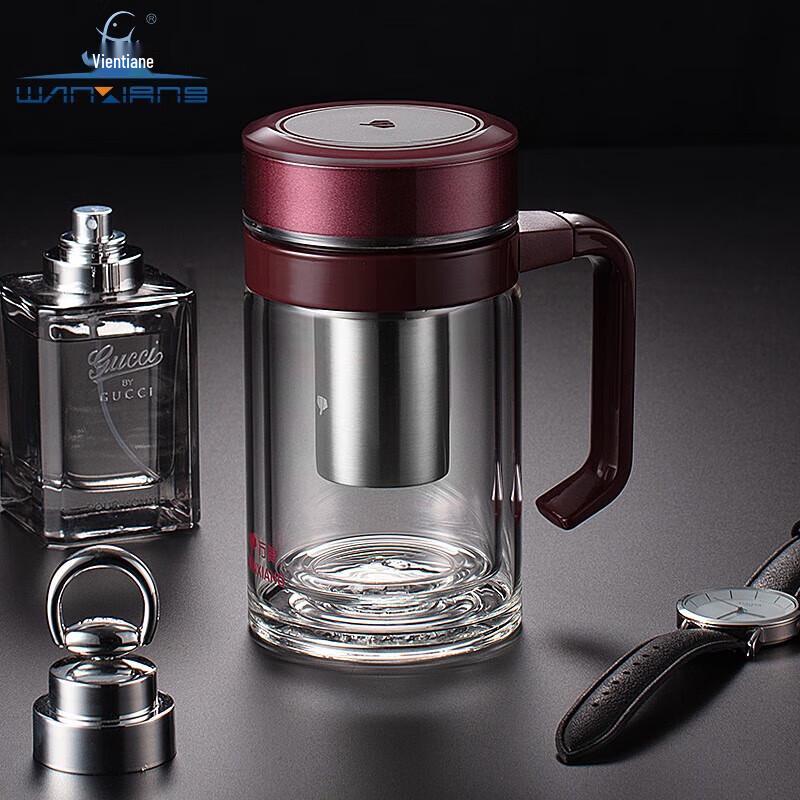 Borosilicate Double-Layer Office Mug with Handle