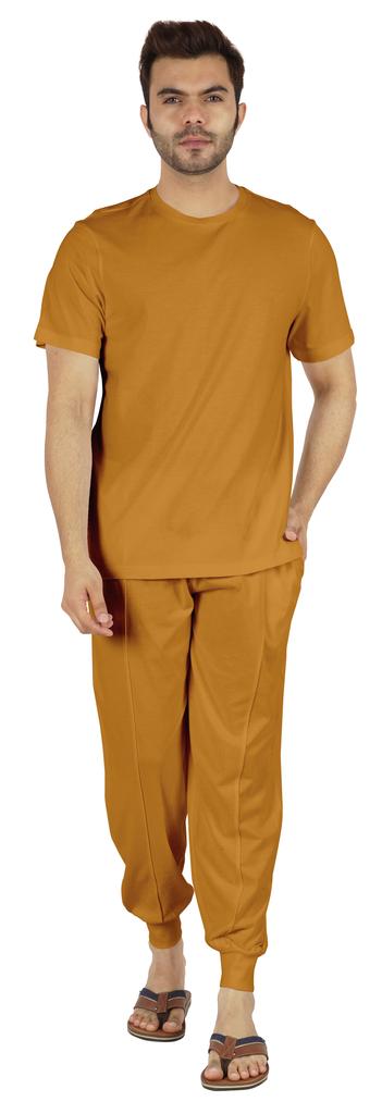 Inkmeso Solid Nightwear For Mens 2 Piece Sleepwear T-shirt And Pants Pajama Set Short Sleeve Pjs Loungewear