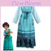 Encanto Julieta Madrigal Cosplay Dress Costume For Women Floral Print Round Neck Short Sleeve Midi Dress Full Suit Outfit