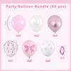 60-30pcs Bow Theme Latex Balloon 12 Inches White Pink  Bowknot Print Balloons for Girls Birthday Party Baby Shower Wedding Decor