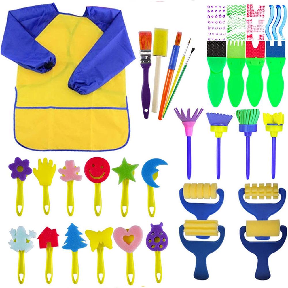 30-Piece Round Sponge Brush Set for Kids’ Art & Crafts