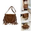 Pu Suede Fringed Saddle Bag With Zipper Closure For Daily Use And Bohemian Style