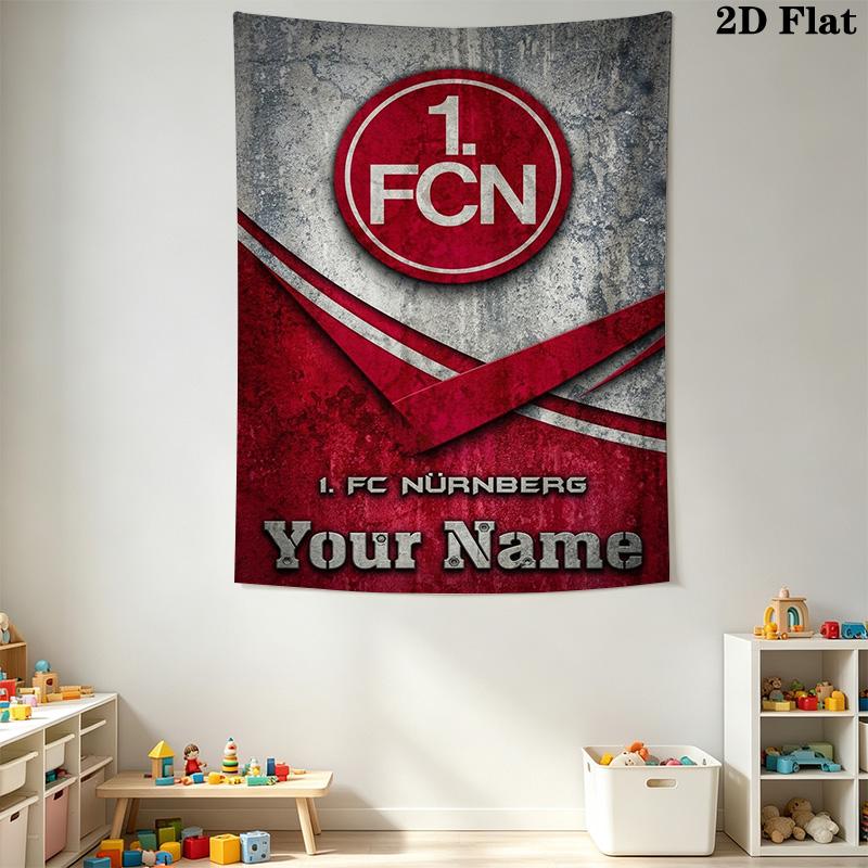 Name Custom 1.FC Nürnberg Logo Wall Tapestry Aesthetic Wall Hanging Printed Fabric Blanket Decorative Tapestries for Bedroom Living Room Home Decor