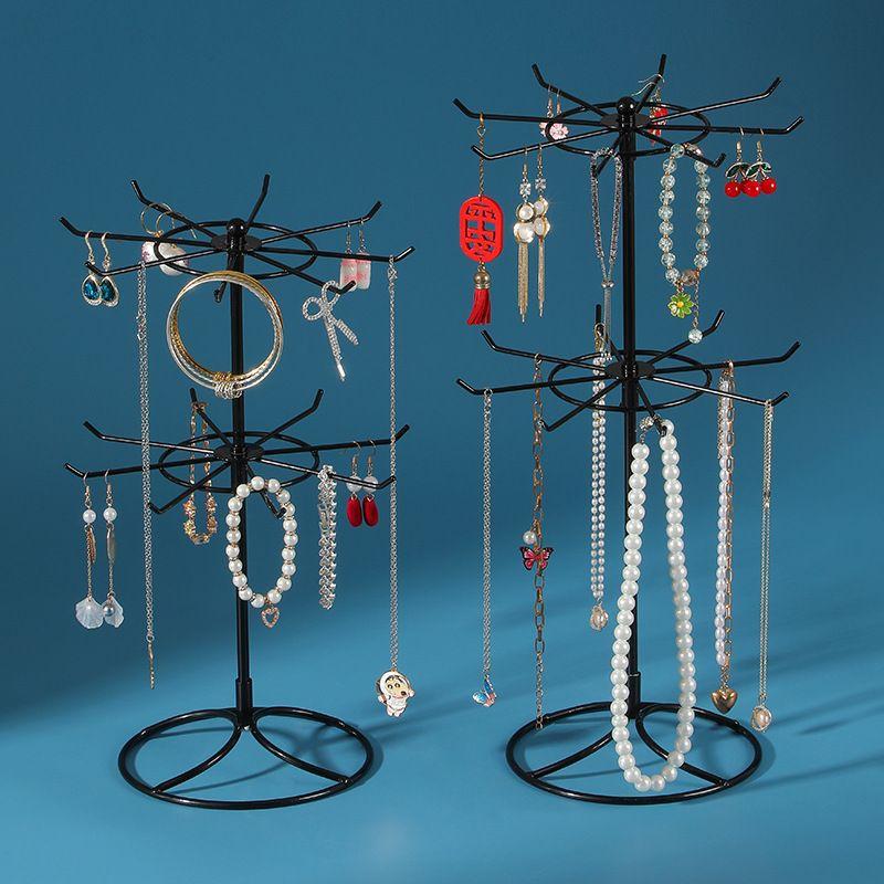 2-Tier Iron Jewelry Display Rack: Necklace Bracelet Hanging Organizer for Hand Chains & Hair Accessories Earrings Storage Stand for Jewelry
