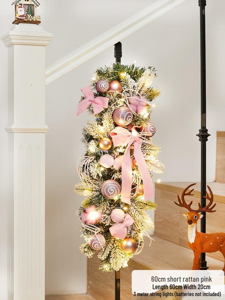 Enchanted Snowy Christmas Rattan Wreath for Window and Mall Displays