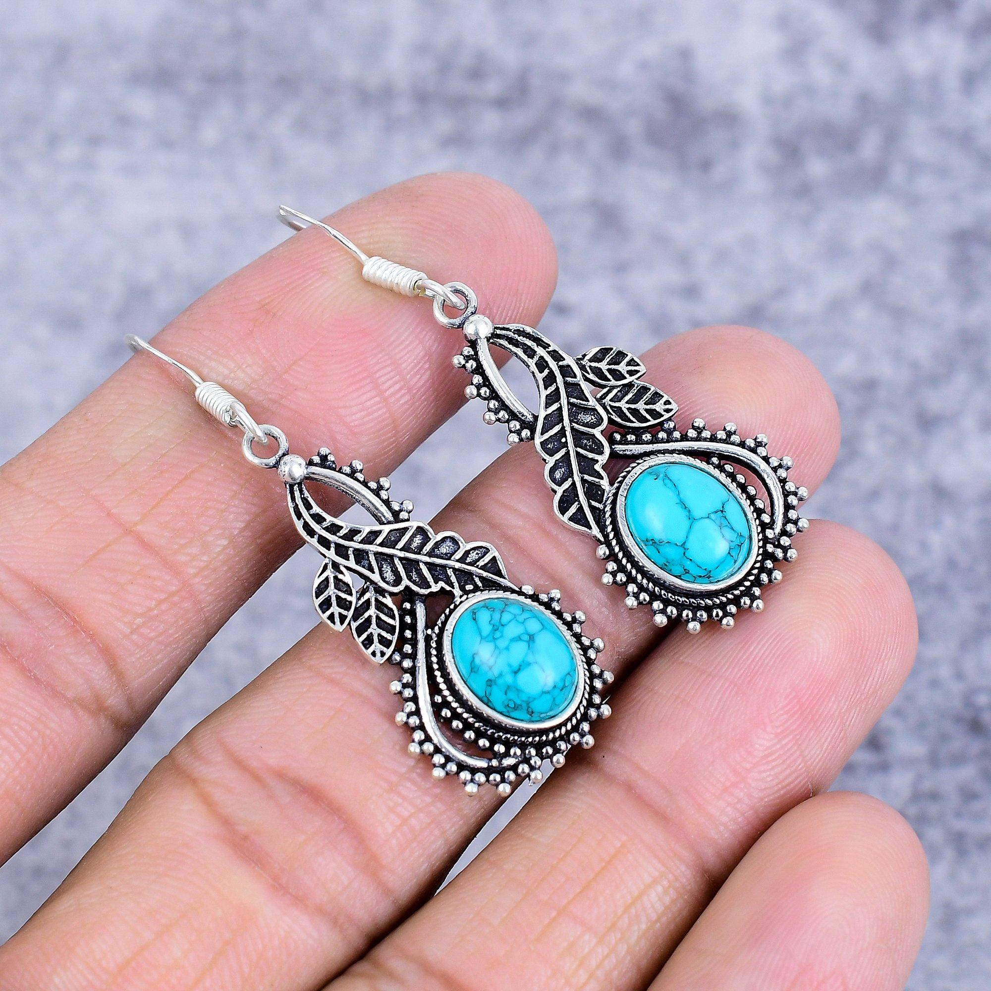 

Santa Rosa Turquoise Gemstone 925 Sterling Silver Jewelry Earring 1.97 M-2706