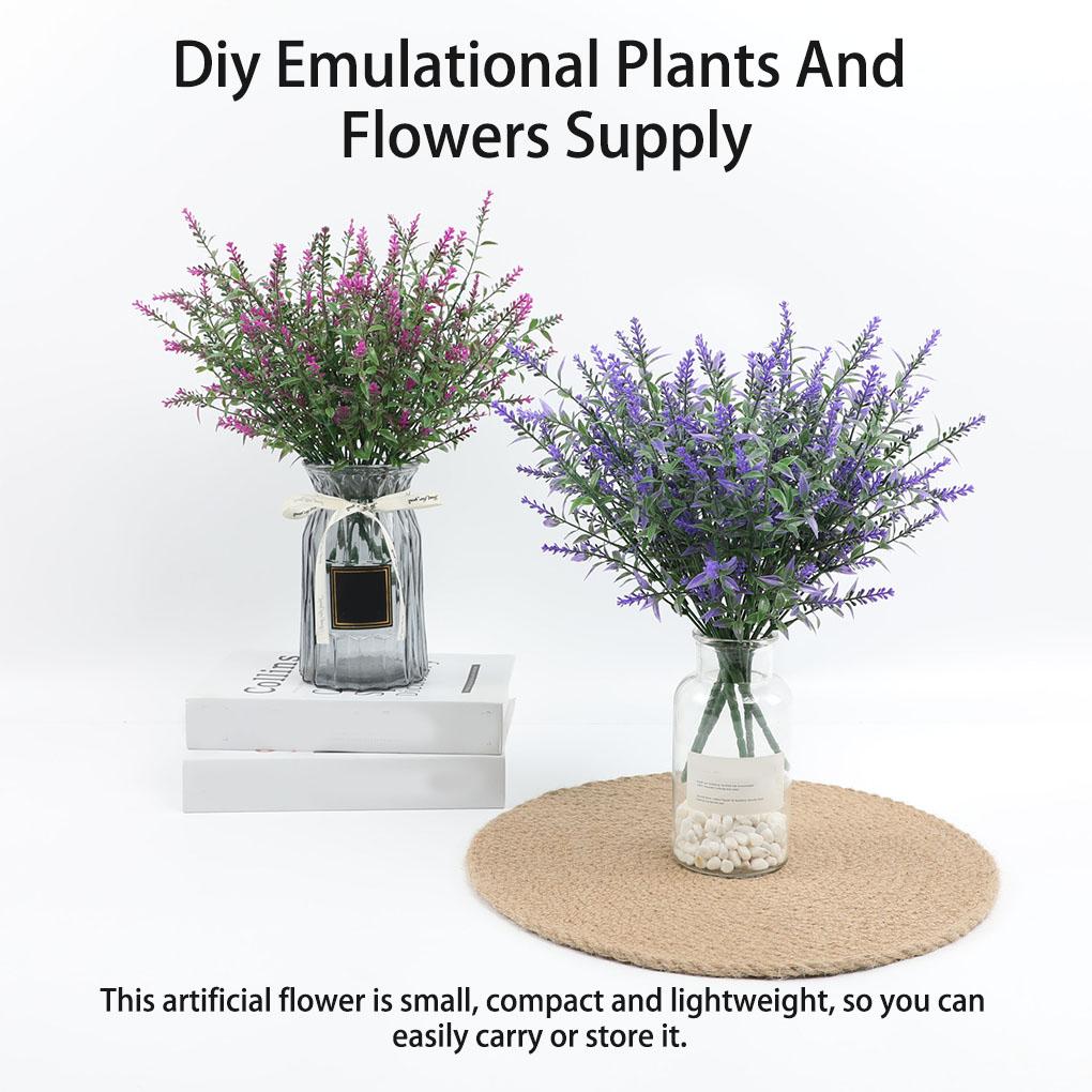 2Pcs Artificial Lavender Flower 7 Prongs Garden Plant Bouquet Supplies for Party Home Vase Photography Props