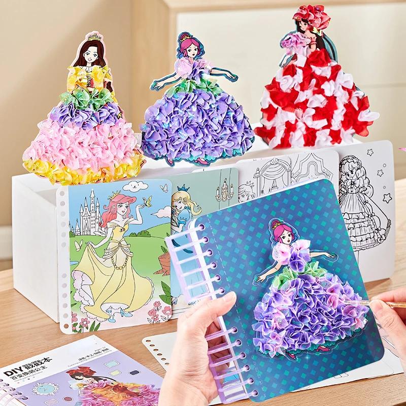 DIY Painting Sticker Craft Toys Kid Art Girls Poking Princess Handmade Educational Magical Children Gifts