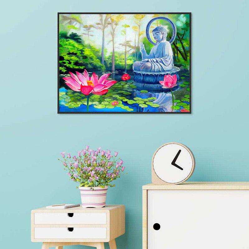 Diy 5d Diamond Painting Scenery Rhinestones Diamond Embroidery Lotus Buhhda Cross Stitch Mosaic Pattern