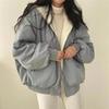 2024 Reversible Cotton Padded Women's Winter Bomber Jacket with Hood and Fleece Lining