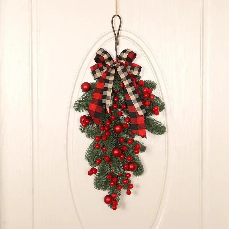 New Christmas Red Fruit Lattice Knot Decoration Fascia Santa Claus Bedroom Hangings Lintel Christmas Party Home Decor Accessory