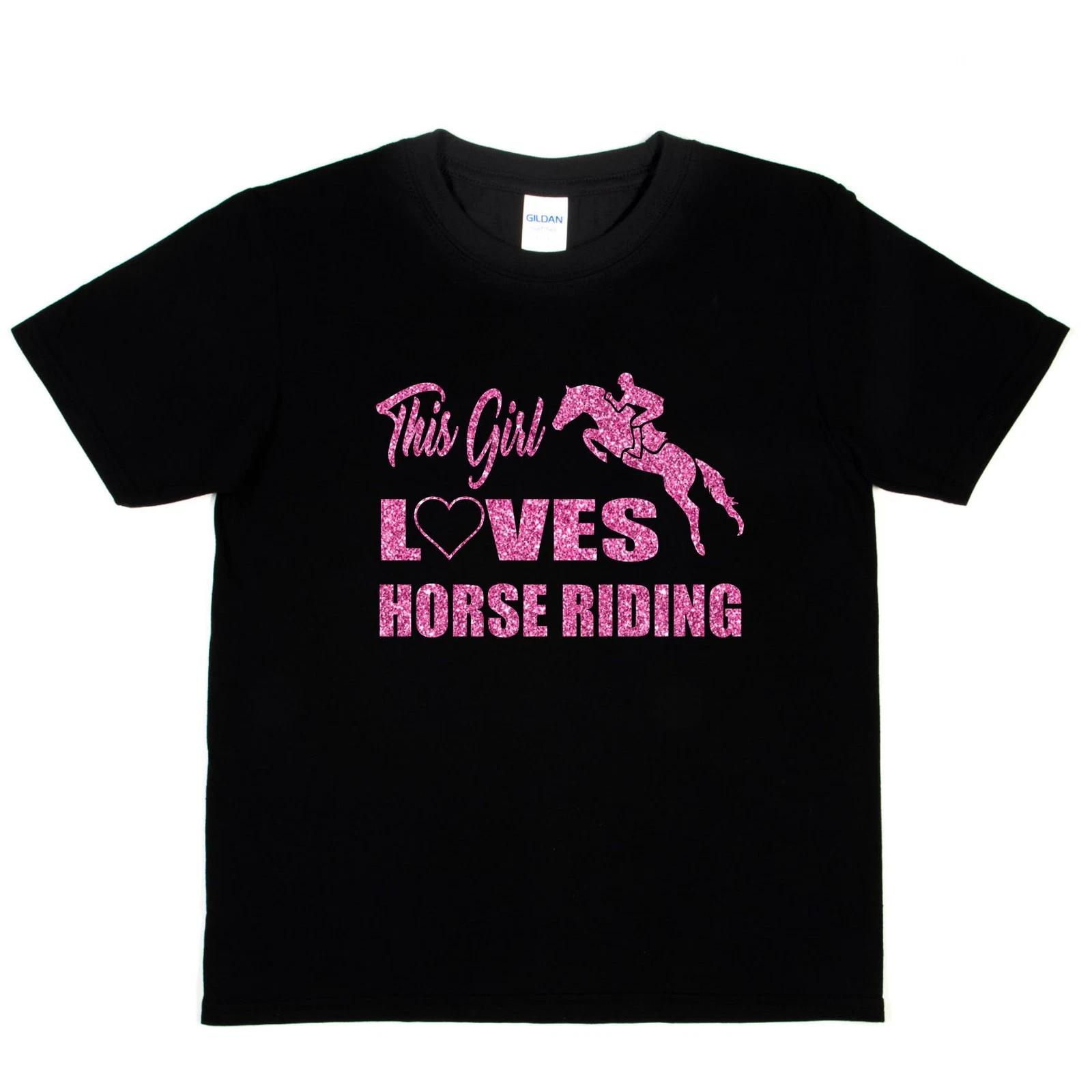 This Girl Loves Horse Riding Girls Birthday Funny Kids T shirt S