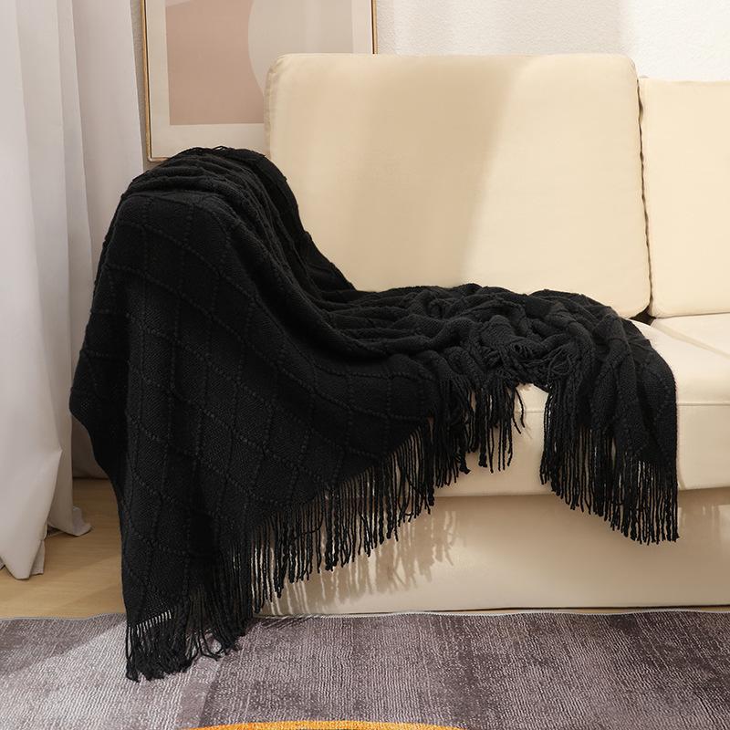 Tassel Summer Thin Throw Blanket Knitted Sofa Cover Blanket Office Air Conditioning Window Blanket Cozy Small Napping Throw Blanket For Home