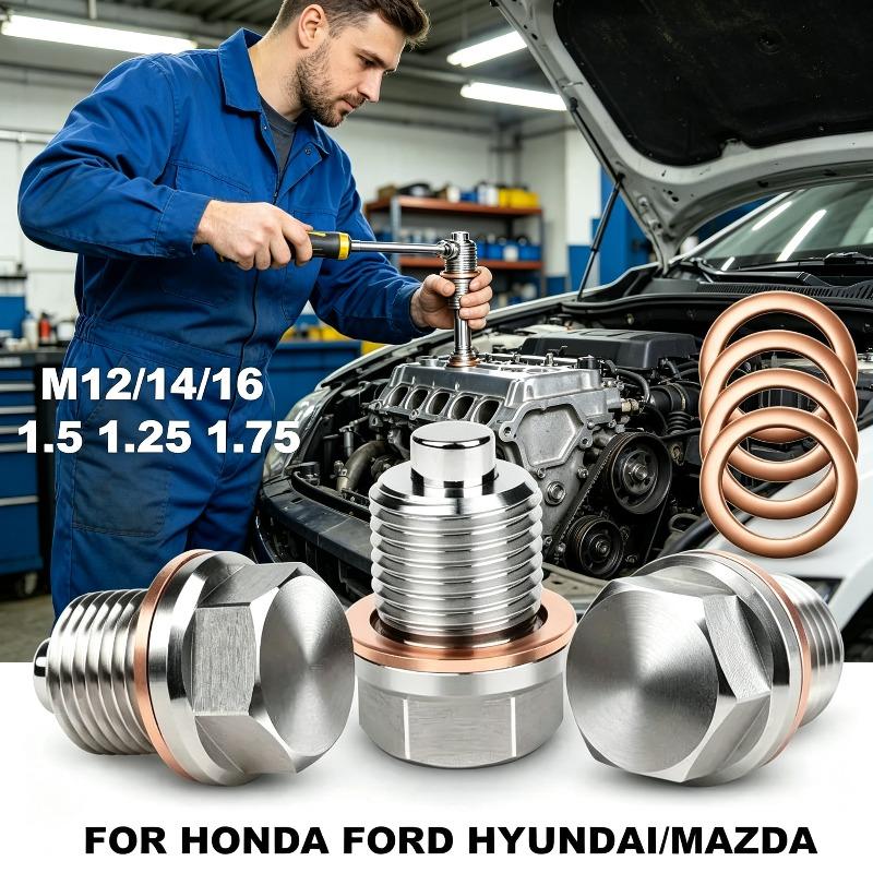 For Honda Ford Hyundai/Mazda Screw Car Engine Magnetic Oil Drain Plug Screw Nut Bolt Oil Drain Sump Nut M12/14/16 1.5 1.25 1.75 Oil Drain Plugs 3