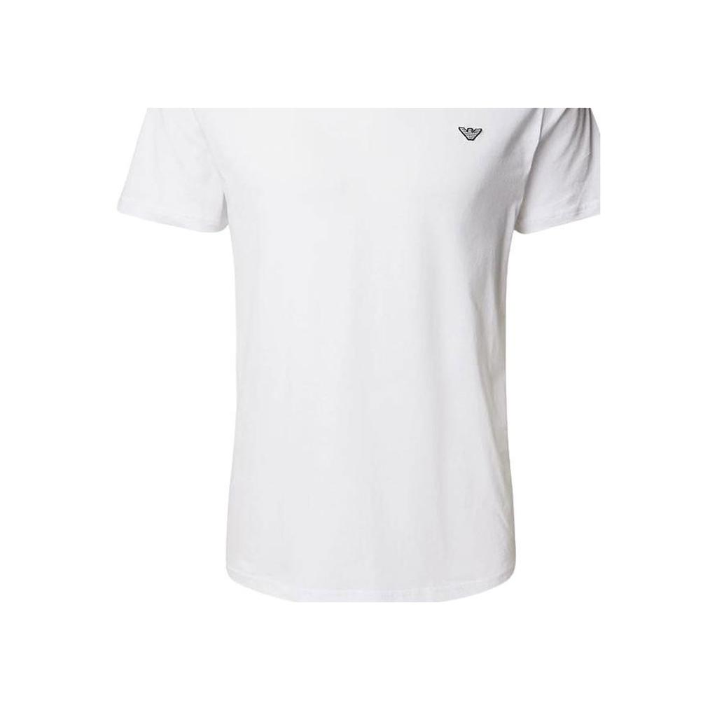 Emporio Armani Ea Ss25 Embroidered Eagle Logo Slim Fit Short Sleeve T-Shirt Men Tops White EM000574-AF12331-U0002