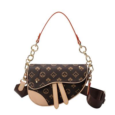 Women's Bag New Versatile Printed High-end Saddle Bag Shoulder Messenger Bag Underarm Bag