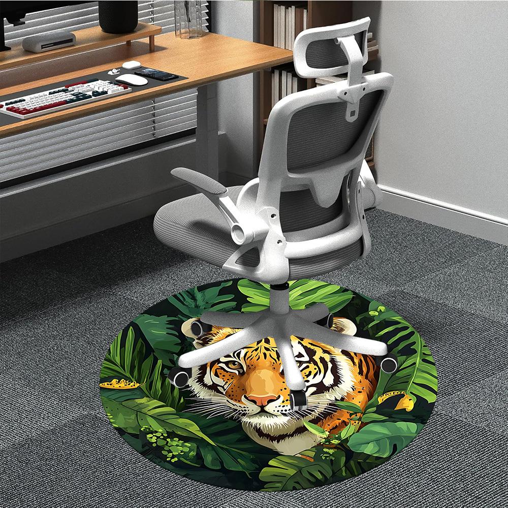

1PC Tiger Jungle Chair Carpet for Office, Indoor Non-Slip Washable Carpet, Soft Comfortable Mat For Office Room yy250930220 80cm by 80cm