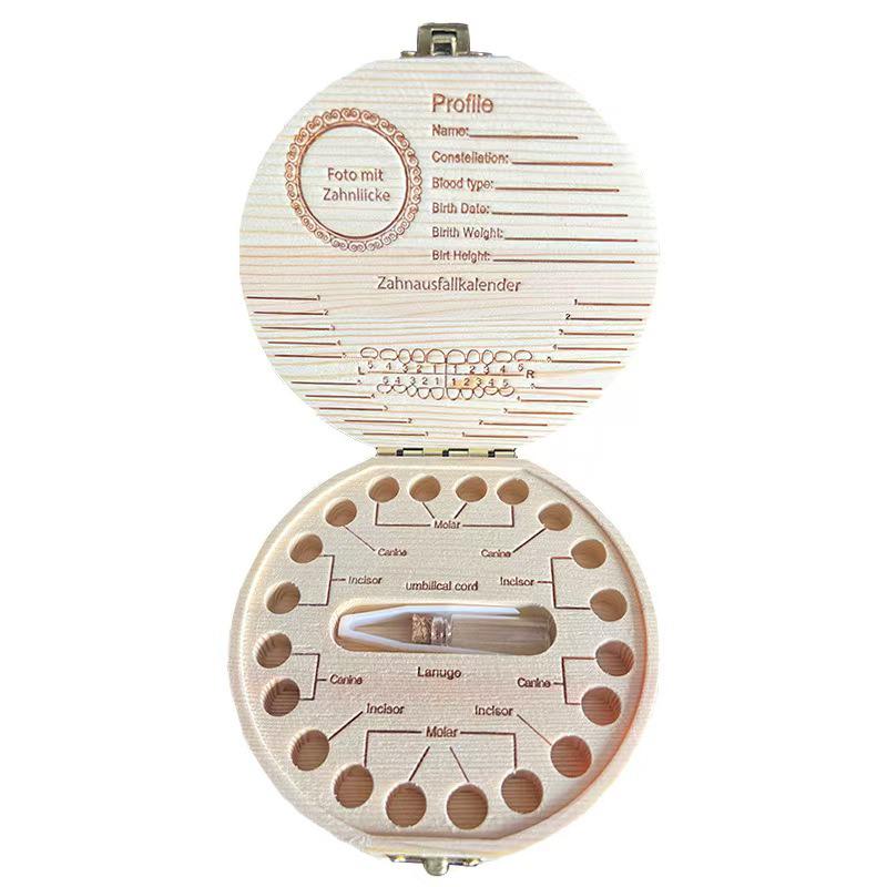 Holz-Erinnerungsbox für Milchzähne und Lanugohaare für Kinder