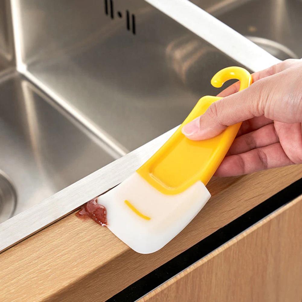Cleaning Silicone Spatula Kitchen Scraper Soft Blade Scraper Brush Dirty Pan Pot Dishes Cleaner Tools Silicone Kitchen Utensils