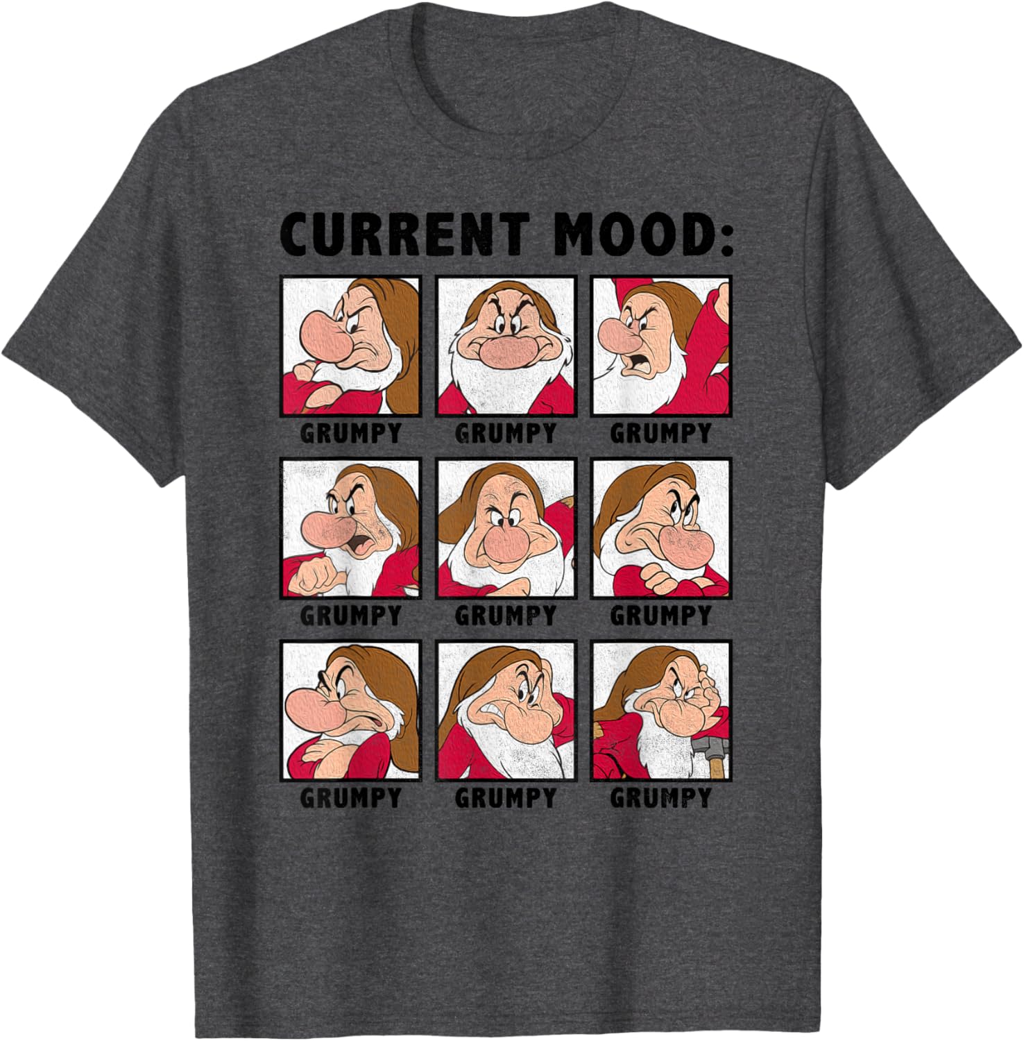 Hot Fashion Casual Disney Snow White Current Mood Always Grumpy Graphic T-Shirt S-4XL Summer 3X-Large