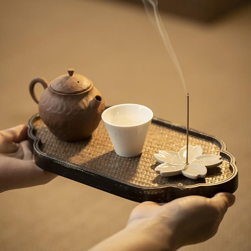 Flower Pattern Incense Stick Holder Incense Burner Stick Holder Line Plate Sandalwood Coil Base Studios Home Decoration Gift