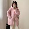 Medium and Long Down Cotton Clothes for Women's 2025 Winter New Korean Version Hooded Thickened Warm Fluffy Coat