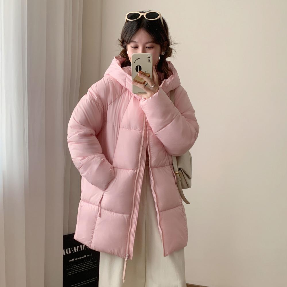Medium and Long Down Cotton Clothes for Women's 2025 Winter New Korean Version Hooded Thickened Warm Fluffy Coat