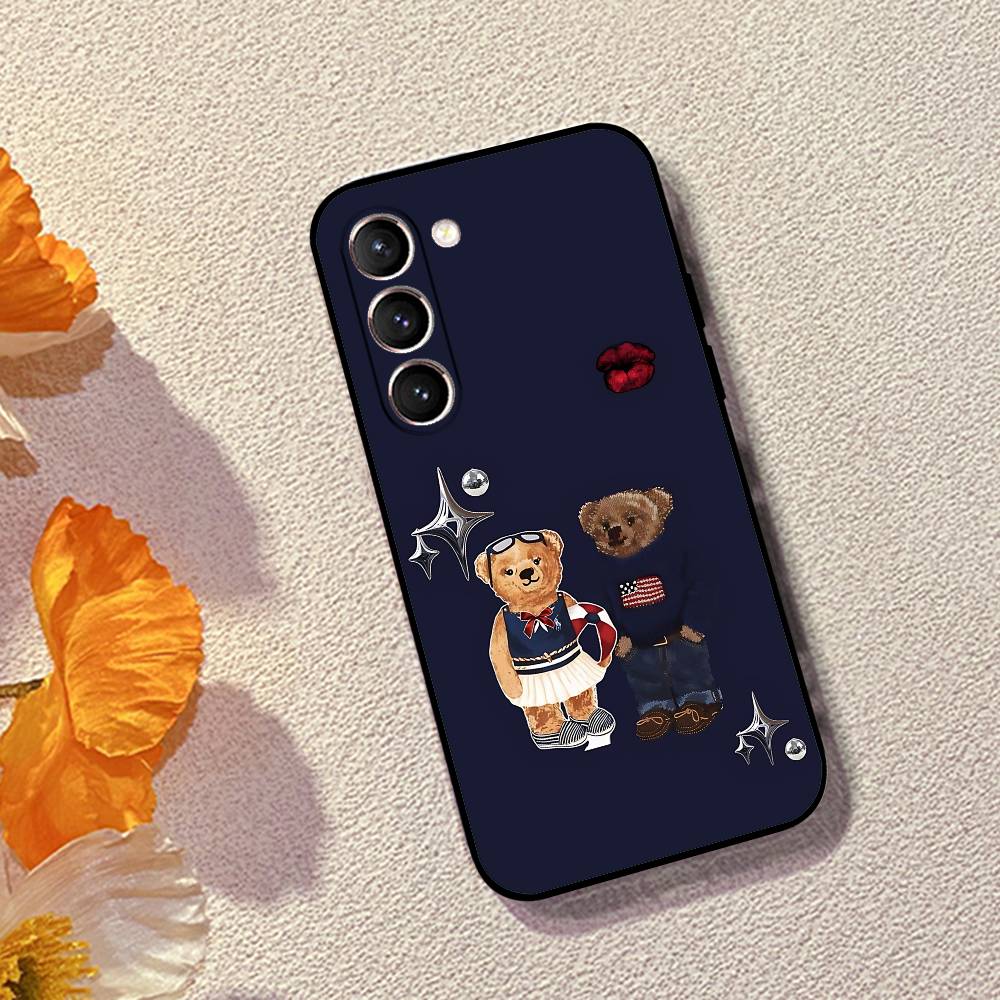 D-CartoonS Bear R-PoloS Phone Case Black Ultra-thin Shockproof Case For Samsung S24/S25/S22/S30/Note20/Lite/Ultra/5G/Plus/FE