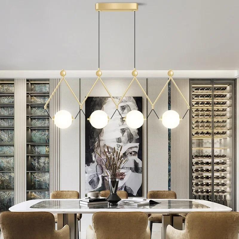 Black Or Gold LED Chandelier Dining Room Coffee Shop Modern Long Pendant Lamp Creative Restaurant Bar Multi-head Hanging Light