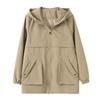 Giacca Elegante con Cappuccio Moda Primavera Donna Autunno Femminile Nuovo Cuciture Largo Corto Top con Cerniera Cappotto Coreano Signora