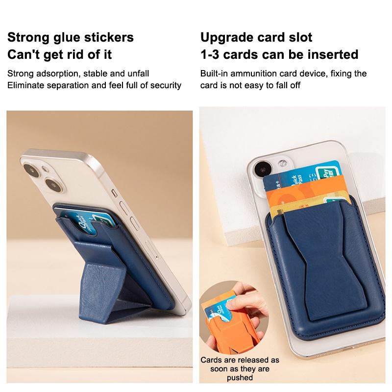 Universal Mobile Phone Stand Pu Leather Magnetic Wallet Case For Magsafe Magnetic Card Holder Pocket Cover With Bracket Card Bag