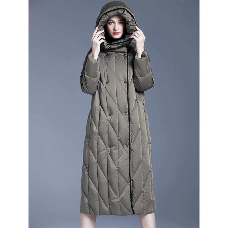 European station down jacket women's long knee winter new loose solid color versatile thickened warm jacket
