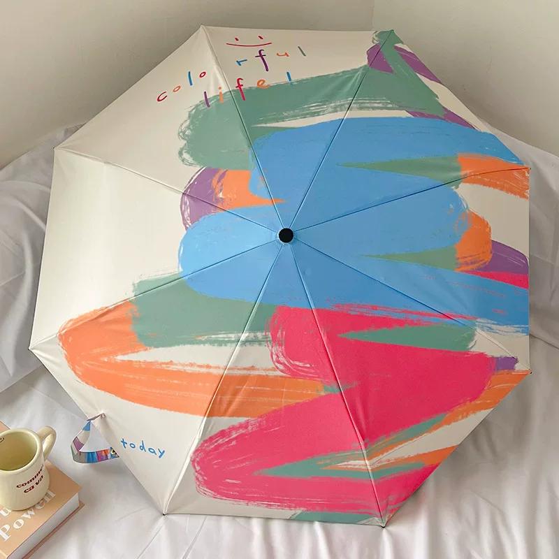 Automatic Rain or Shine Umbrella, Small Floral Folding Sun Umbrella, Ultra-Light, Compact, Sun Protection, Uv Protection Umbrella