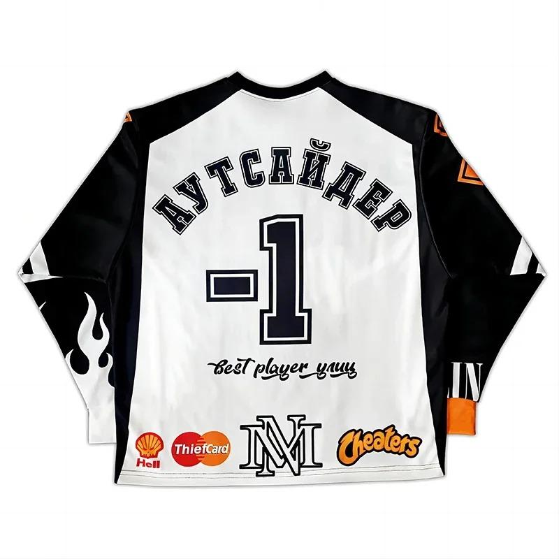 VAYLA Y2K Sprots Langarm-T-Shirts Lässig Harajuku Mode Lockeres Baseball-Trikot Streetwear Retro Klassische Kleidung Oberteile