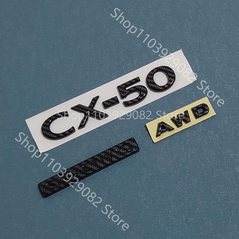 For Mazda CX-50 Black Front Logo, Middle Grille Sticker, CX-5 Rear Logo, Luggage Compartment Logo Accessory Sticker Carbon Fiber Xlnpu00