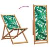 Folding Beach Chair with Leaf Pattern Solid Eucalyptus Wood Frame and Fabric