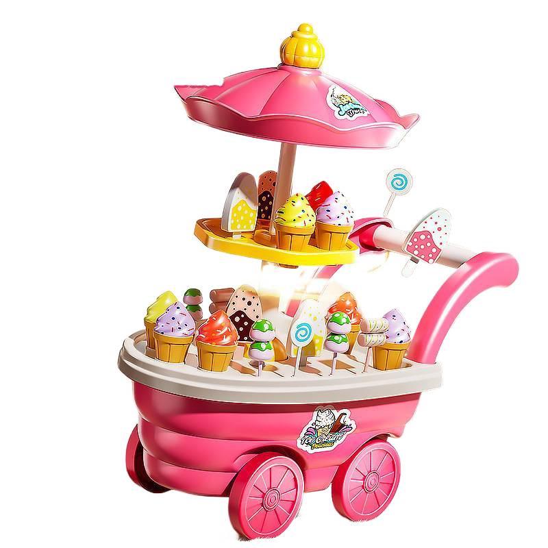 Children's Ice Cream Handcart & Music Toy Set - Ice Cream Machine & Motorcycle Role Play