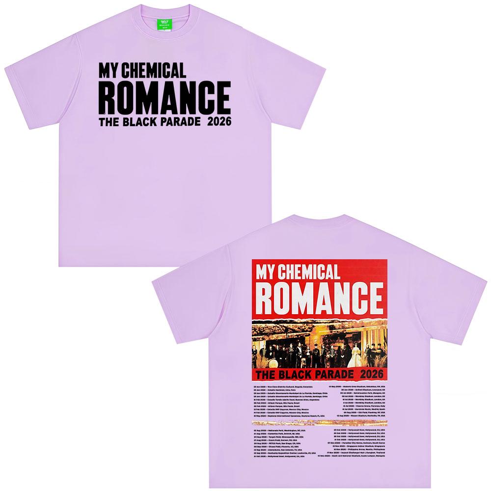 Rock Band My Chemical RoUnisexce Tshirt The Black Parade 2026 Tour Tshirts Unisex Women Clothing Fashion Vintage T Shirt Streetwear