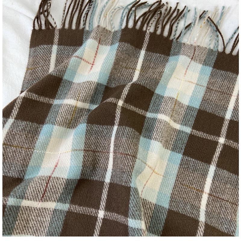 Scarf Women's Autumn and Winter New Plaid Scarf European and American Tassel Versatile Warm Thickened Shawl