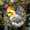 Metal Wall Art Bird Pattern Round Aluminum Sign UV Resistant Scratchproof Home Office Decor