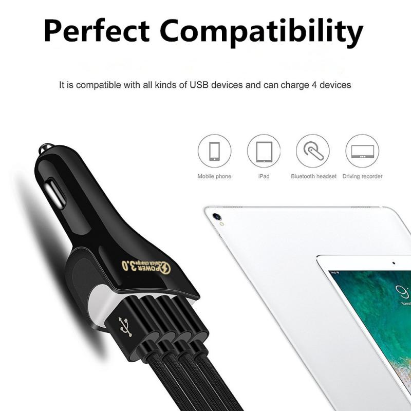 Four USB Car Charger Phone Tablet Car Charger Cigarette Lighter Adapter USB Fast Charging Car Accessories For Cars Suvs Trucks