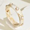 Round Bohemian Bangle Wide Chunky Wrap Wristbands Resin Pearl Shell Bracelet  Girls
