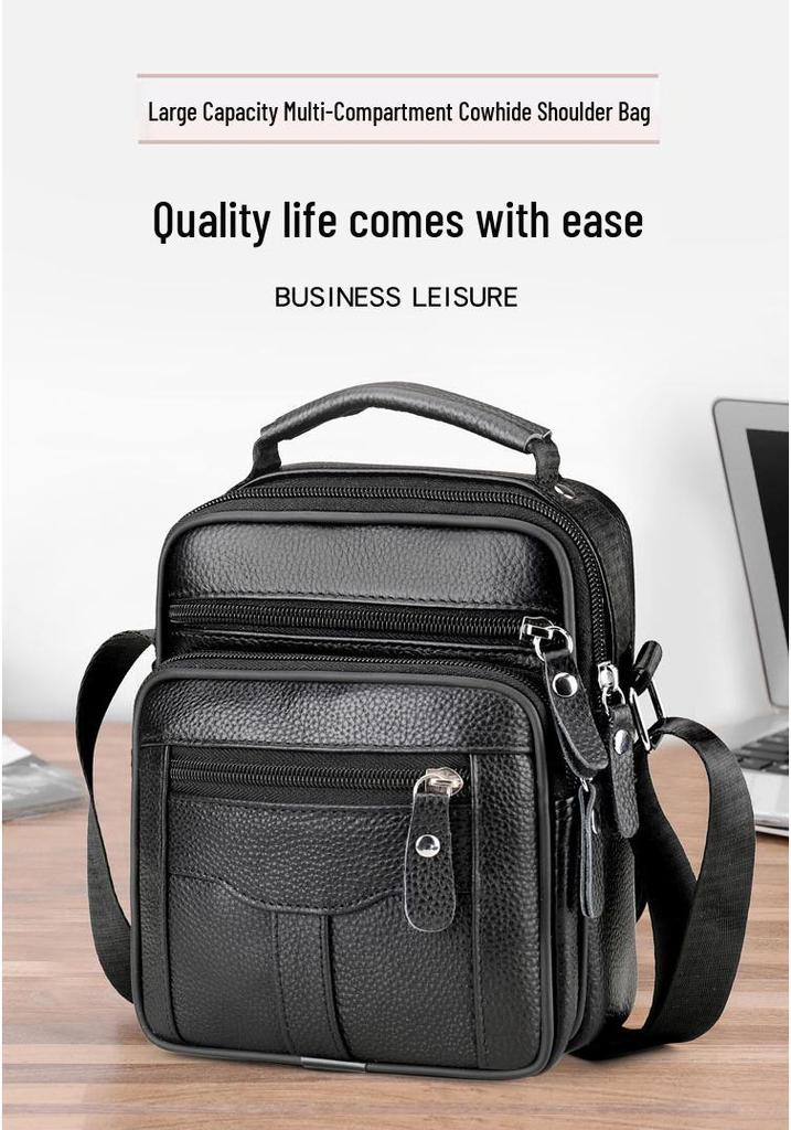 Genuine Leather Men's Single Shoulder Bag - 2025 Fashion Crossbody with High-End Cowhide Feel